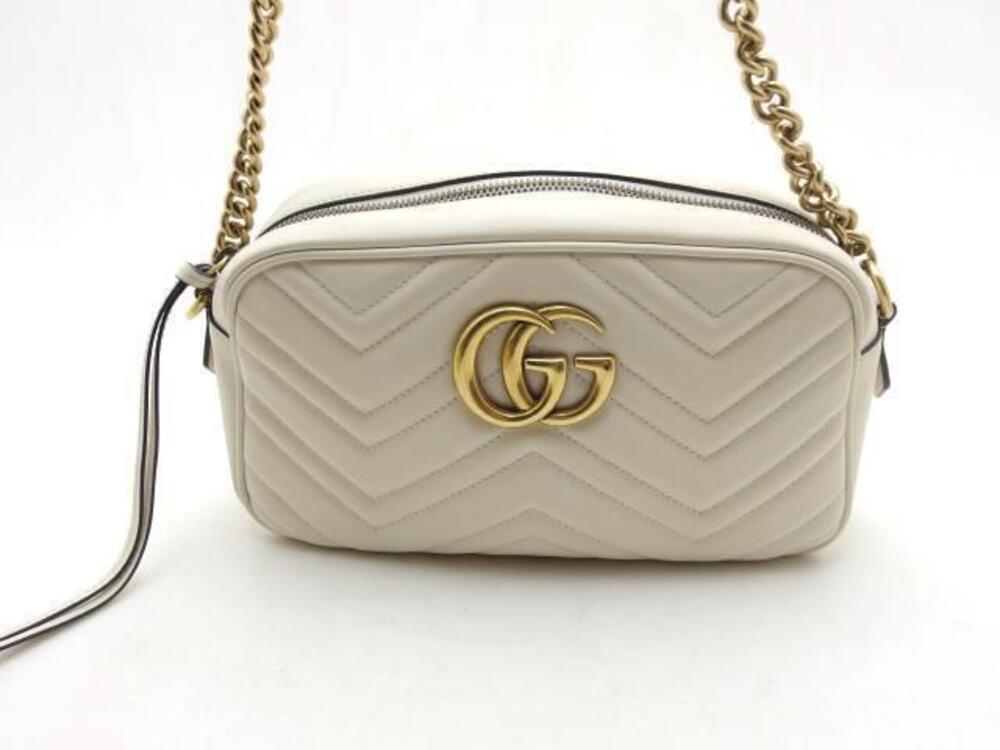 Gucci GG Marmont Shoulder Bag White Leather